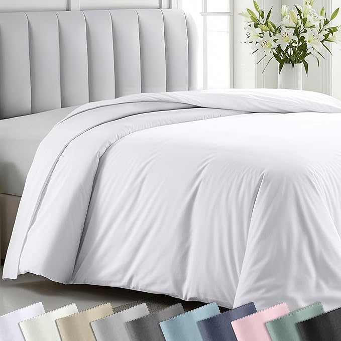 California Design Den Oversized King Duvet Cover Only - Winner Good Housekeeping Best Bedding Awards 2025, Premium 400 Thread Count Sateen, 100% Cotton Duvet Cover, Button Closure & Corner Ties -White