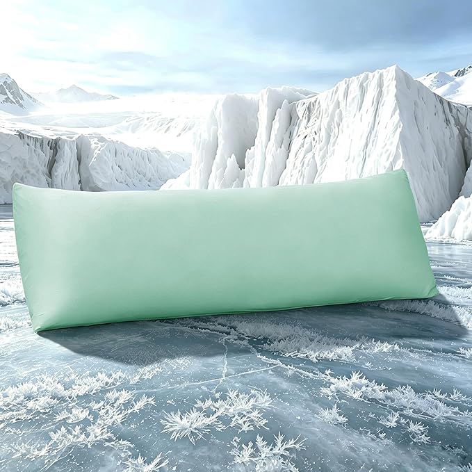 TELUS Cooling Body Pillow Case, Silky Soft Breathable Pillowcase with Envelope Close, Stay Cool All Night Pillow Cover for Hot Sleepers and Night Sweats, 20x54 Inch, Green