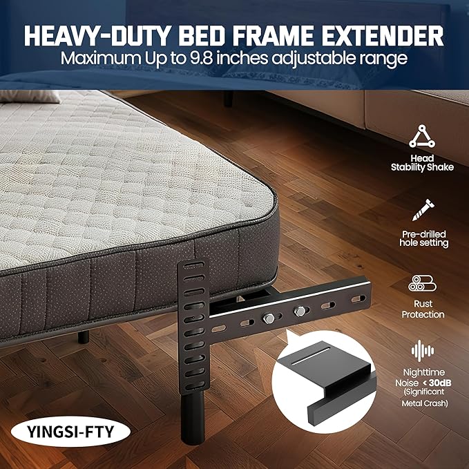 2 Pack Adjustable Headboard Bracket, Universal Metal Bed Frame Headboard with Extra Thick Steel,Bed Footboard Extension kit-Noise Free & Wobble Proof,Powder Coated Black Fit Twin/Full/Queen/King Size