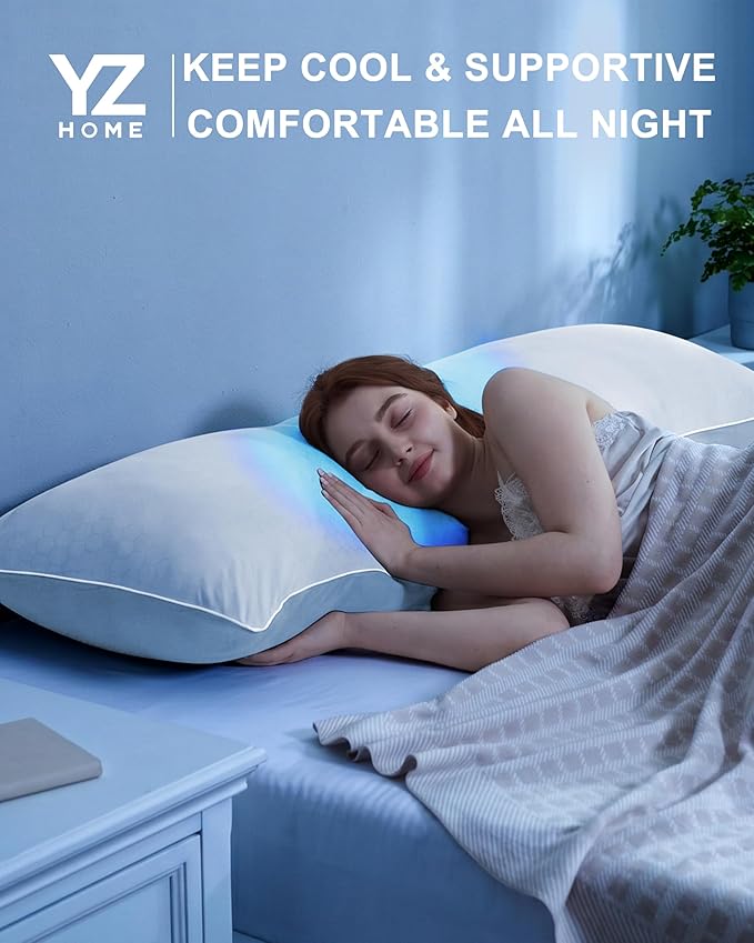 YZ HOME Cooling Body Pillow for Adults, Cold Touch Fabric, Blue Shredded Memory Foam, Support for Side Back Stomach Sleepers, Removable Washable Cover(Blue,20x54 inch)