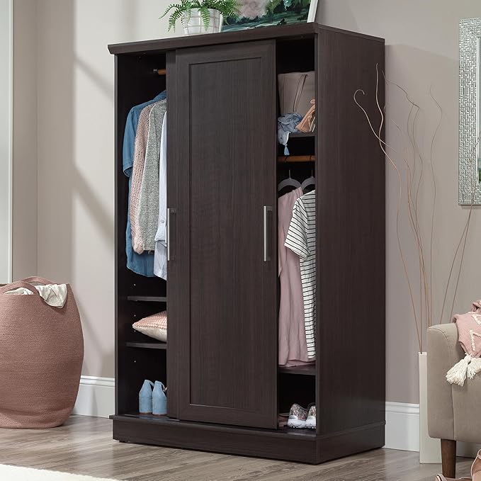 Sauder Homeplus Wardrobe Cabinet with Sliding Doors, Dakota Oak Finish