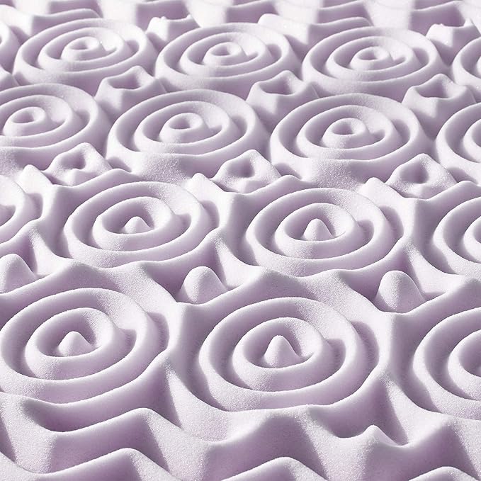 Mellow 1.5 Inch 5-Zone Memory Foam Mattress Topper, Soothing Lavender Infusion, Queen