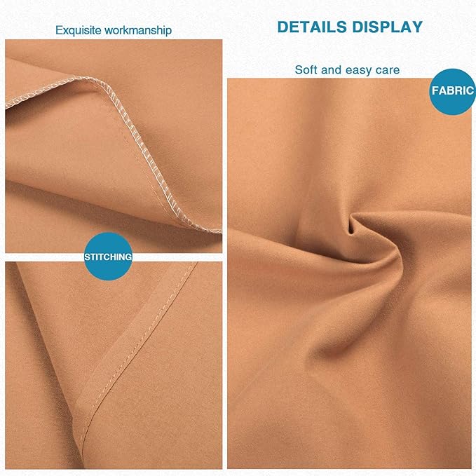 FLXXIE Pillow Cases Queen, Soft Microfiber Pillow Covers with Envelope Closure, Wrinkle Resistant Pillowcases, 2 Piece Set, 20x30, Tan