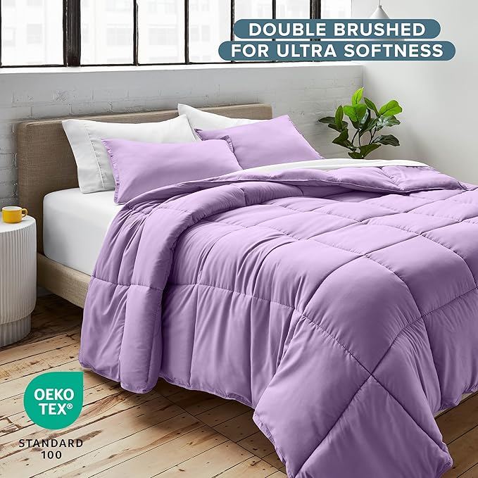 Bare Home Comforter Set - Oversized King Size - Ultra-Soft - Goose Down Alternative - Premium 1800 Series - All Season Warmth (Oversized King, Lavender)