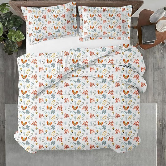 Kotton Culture 3 Pc Queen Size Duvet Cover Set- 100% Egyptian Cotton Sateen 600 Thread Count Ultra Soft Premium Durable Comforter Cover Zipper Closure & Corner Ties (Rain Forest, Queen/Full 90" X 90")