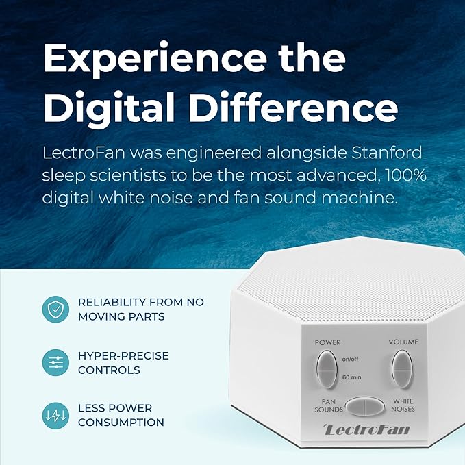 Adaptive Sound Technologies LectroFan Classic - Global Power Edition - Soothing Sound Machine for Sleep - Built-in Sleep Timer - Compact Design - Relaxation Support - White
