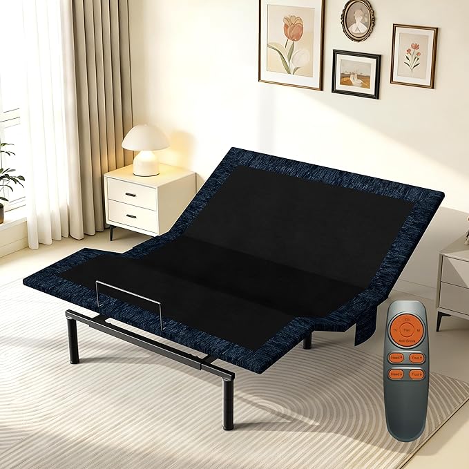 Patented Design Queen Adjustable Bed Frame with Head & Foot Incline, Wireless Remote, Quiet Motor, Zero Gravity & Anti-Snore, Electric Adjustable Bed Base, for Small Apartments & Seniors