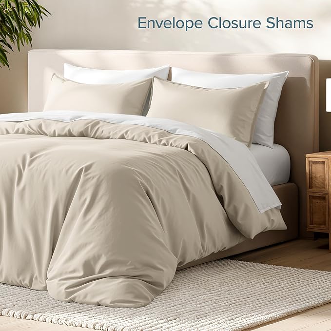 Bare Home Bedding Duvet Cover Oversized King Size - Premium 1800 Super Soft Collection - Lightweight, Duvet Cover - Soft Textured Bedding (Oversized King, Sand)