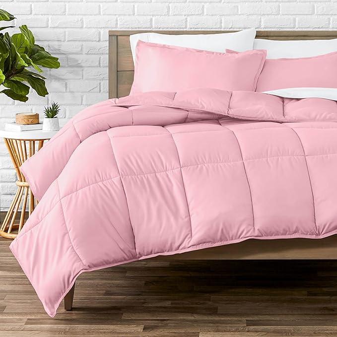 Bare Home Comforter Set - Full Size - Ultra-Soft - Goose Down Alternative - Premium 1800 Series - All Season Warmth (Full, Light Pink)