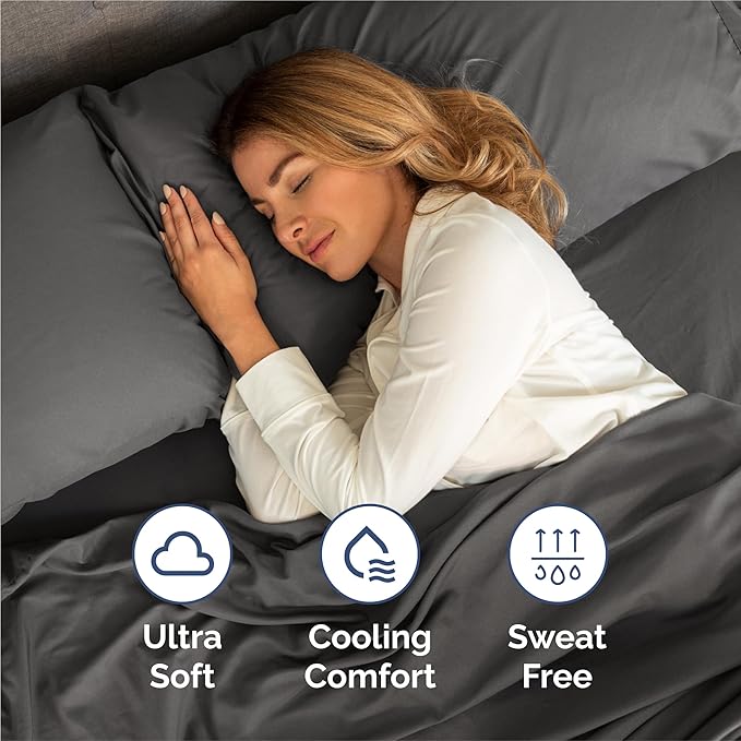 Split King Size 5 Piece Sheet Set - Comfy Breathable & Cooling Sheets - Hotel Luxury Bed Sheets for Women & Men - Deep Pockets, Easy-Fit, Soft & Wrinkle Free Sheets - Charcoal Oeko-Tex Bed Sheet Set