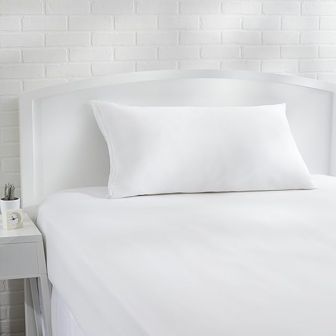 Amazon Basics King Pillow Pillowcases with Zipper, 100% Cotton Hypoallergenic, Pillow Protector, White (37 x 21 Inches), Pillows Not Included (Pack of 2)