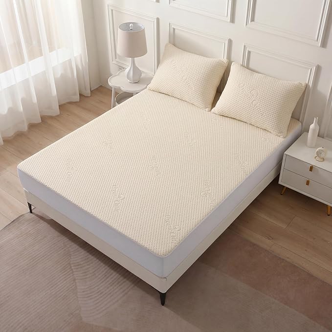 Luxury Waterproof Organic Mattress Protector Twin XL Size - Organic Cotton Breathable Mattress Pad Cover - Premium 380 GSM 3D Air Fabric - Deep Pocket - Jersey Cotton Skirt - Fitted Design