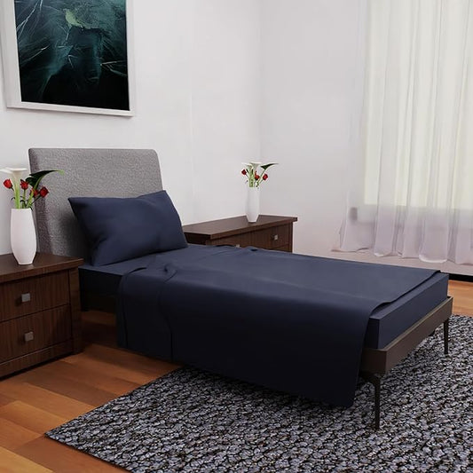 Twin Bed Set - 3Pc Set - Deep Pockets - Cooling Twin Size Sheets - Soft and Smooth Bed Sheet - Perfect Bedding for Any Bedroom (Navy Blue)