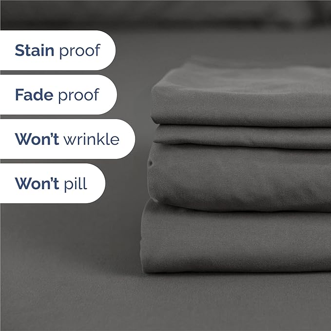 Split King 7 Piece Sheet Set - Comfy, Breathable & Cooling - Soft Hotel Luxury Bedding for Women, Men, Kids, Teens and Children - 1 Flat & 2 Fitted Sheets & 4 Pillowcases with Deep Pockets - Charcoal