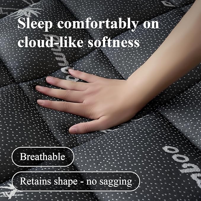 Queen Mattress Topper, Viscose Derived from Bamboo Thick Pillow Top Mattress Pad with Deep Pocket, Naturally Cooling for Hot Sleepers, Soft for Back Pain Relief, Premium Dark Grey