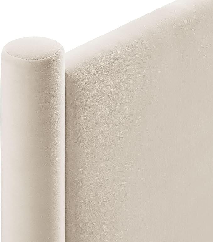 Modway Rael King Upholstered Headboard with Pillars in Alabaster – Velvet Headboard – Stain-Resistant Performance Velvet Headboard for King Size Beds