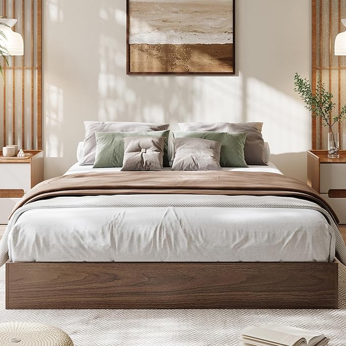 GarveeHome King Size Wood Platform Bed Frame,Wooden Bed Frame Without Headboard, Wood Slat Support,No Box Spring Needed, Easy Assembly