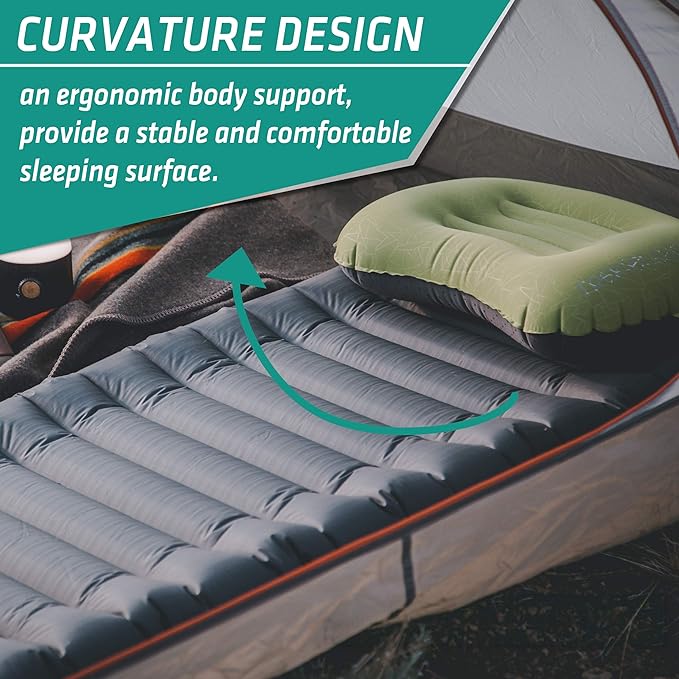 TREKOLOGY UL80 Ultralight Sleeping Pad – Inflatable Camping Sleeping Pad - 40D Nylon Compact Hiking Mat – Lightweight Air Mattress for Backpacking & Tent Camping