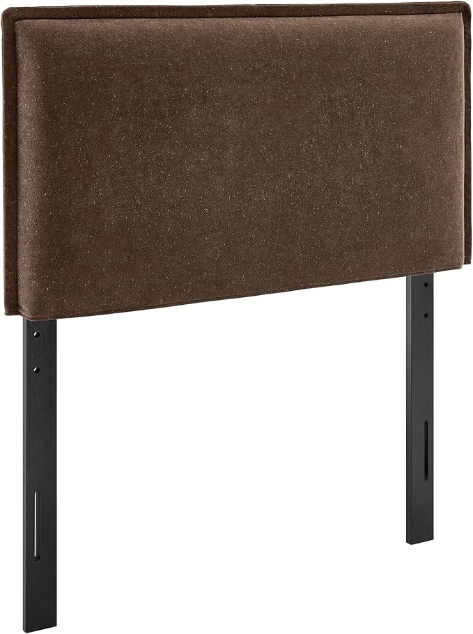 Modway Camille Twin Size Upholstered Linen Blend Headboard with Removable Slipcover – in Cocoa - Padded Pillow Style Headboard with Adjustable Mounting for Twin Beds