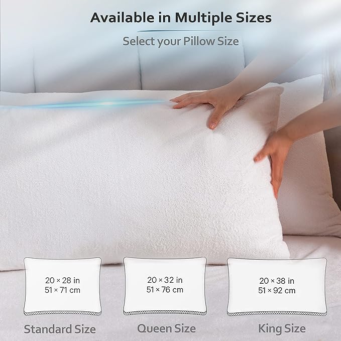 PlushDeluxe Pillow Protectors Queen Size 20”x32”, Set of 2 Zippered Pillow Encasements Made with Breathable Soft Cotton Terry Fabric, 100% Waterproof, Hypoallergenic, Bed Bug & Dust Mite Proof