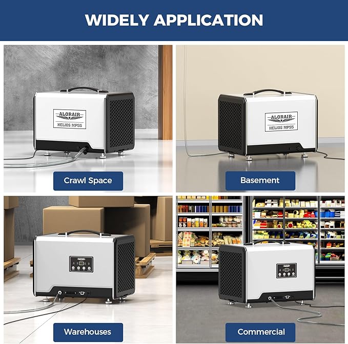ALORAIR 120 PPD Commercial Dehumidifier with Pump, Crawl Space Dehumidifier for Up to 1,500 Sq. Ft., Portable Industrial Water Damage Unit for Basement, Home, Garage, Attic, 6-Year Limited Warranty