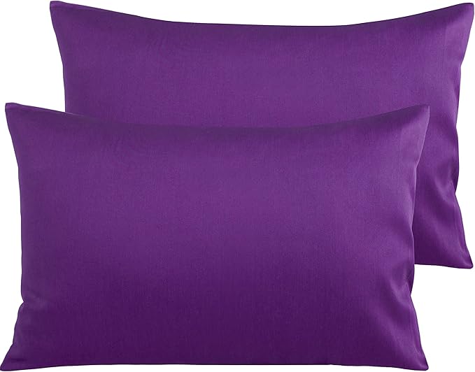 NTBAY Egyptian Cotton Queen Pillowcases - Set of 2, 500 Thread Count Cotton Pillowcases - Soft and Breathable Envelope Closure Pillow Cases - 20x30 Pillow Covers for Bed, Purple