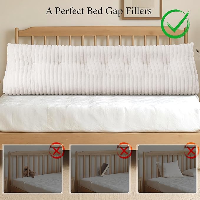 Headboard Pillow King, Triangular Wedge Pillow Headboard King, Cushion Headboards Reading Pillows, Backrest Pillows for Sitting in Bed or Working with Removable Cover, Beige