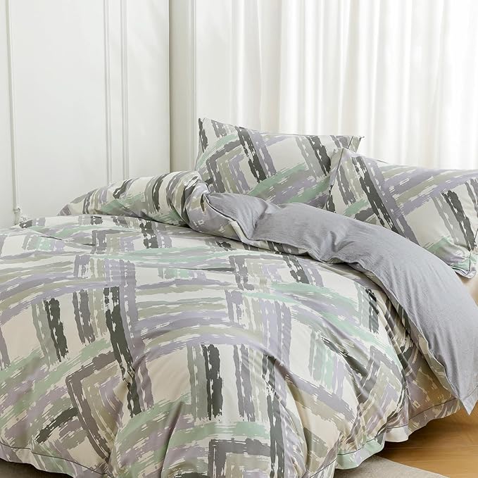 OAITE Duvet Cover Set King Size Floral Pattern Ultra Soft 100% Cotton Duvet Cover Sets 3-PC, Breathable Duvet Cover with Zipper Closure & Corner Ties(2 Pillow Shams,1 Duvet Cover)