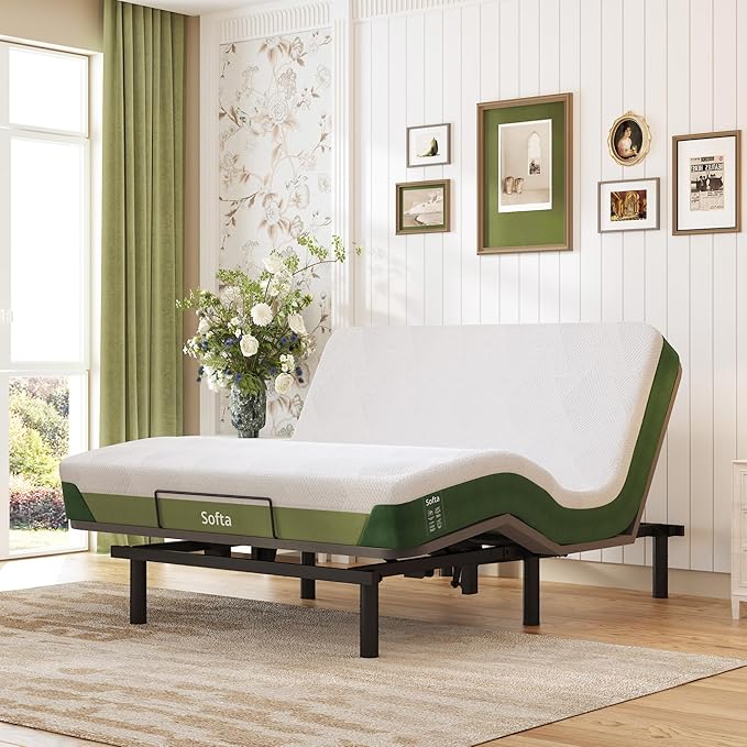 Softa Queen Adjustable Bed Frame with 12" Gel Memory Foam Mattress, Synchronized Head & Foot Lift, Electric Bed Base with Remote Control, 900 LBS Capacity, Whisper Quiet Motor, CertiPUR-US Certified