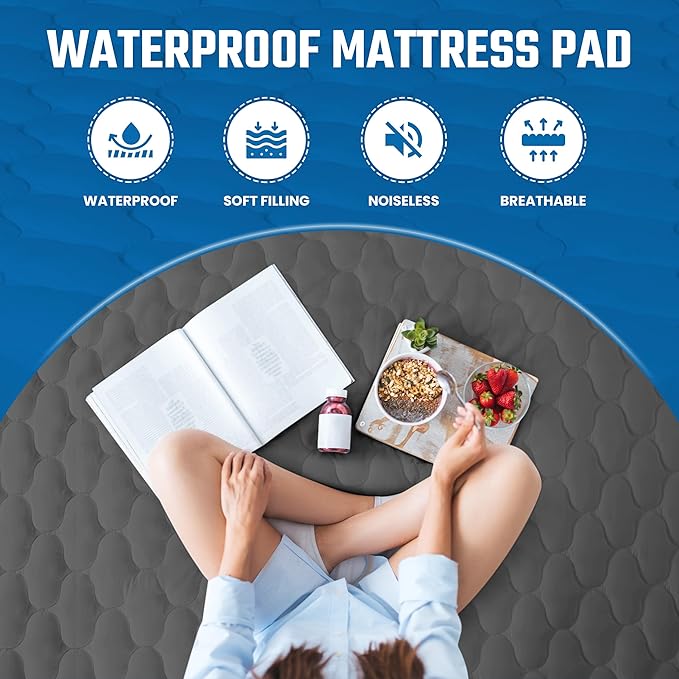 Utopia Bedding Waterproof Mattress Protector, Twin Mattress Pad, Noiseless Quilted Fitted Cover with Deep Pocket Stretches up to 16 Inches (Grey)