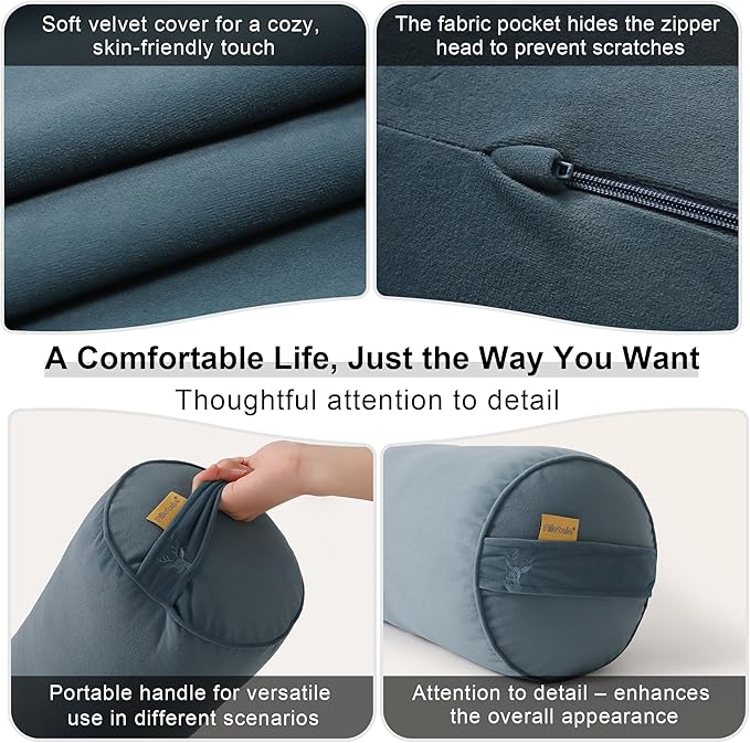 Body Pillow for Adults,Long Round Pillow,Big Cylindrical Pillow,Large Full Bolster Pillows for Side Sleepers (Slate Blue, 47.24"*7.87")