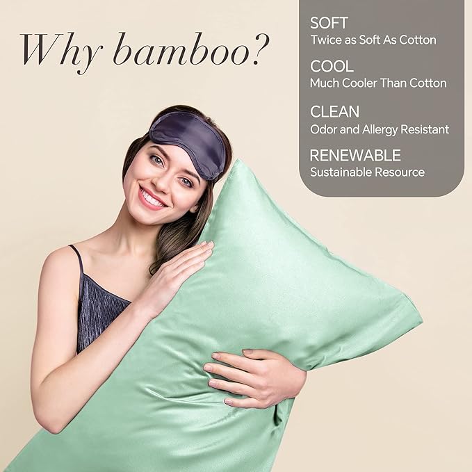 BEDELITE Body Pillow Case Cover, Rayon Made from Bamboo, Cooling Body Pillow Cover for Hot Sleepers and Night Sweats, Breathable & Silky Soft Full Long Pillow Case (Mint Green, 20x54 Inches)