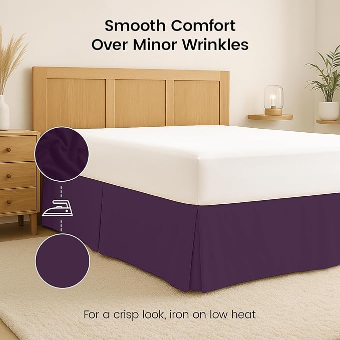 Utopia Bedding Queen Bed Skirt - Soft Quadruple Pleated Ruffle - Easy Fit with 16 Inch Tailored Drop - Hotel Quality, Shrinkage and Fade Resistant (Queen, Purple)