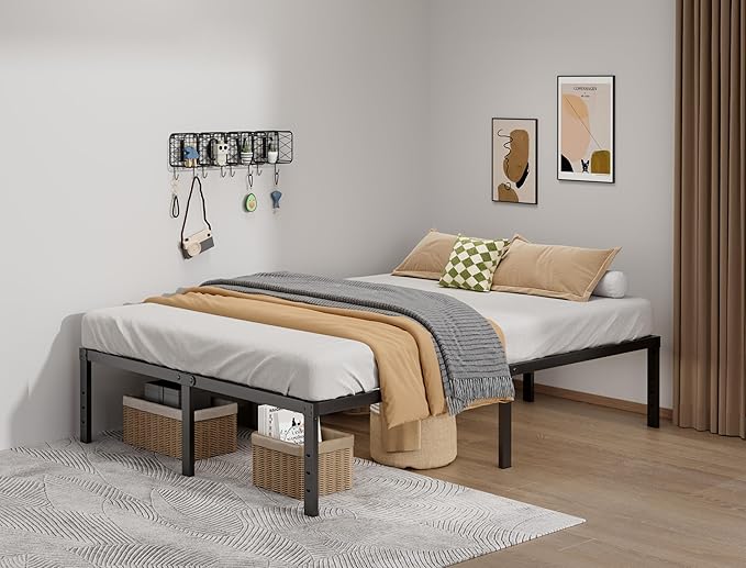 LUMUNANCE Metal Bed Frame King Size - 16 Inch Heavy-Duty King Platform Bed Frame No Box Spring Needed, Easy Assembly, Noise-Free, Sturdy Mattress Foundation, Underbed Storage Space