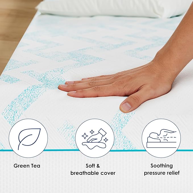 10 Inch RV Short King Size Mattress, Latex Memory Foam Short King Mattress for RVs, Campers & Trailers, Medium Hardness Texture, Certified Safe Foam, Breathable Memory Foam 75"x72"