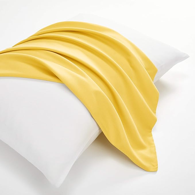 EVOLIVE Body Pillow Cover 21"x54", Ultra Soft Microfiber Pillowcase with Hidden Zipper, Breathable, Machine Washable, for Side Sleepers, Cover Only (21"x54" Body Pillow Cover, Yellow)