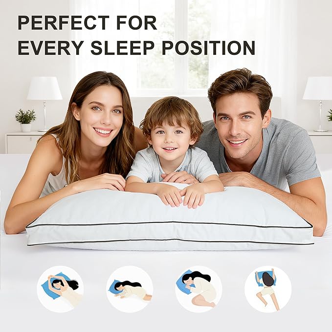 Goose Down Pillows Queen Size Set of 2 – 750 Fill Power Hotel Quality, Ultra Soft Yet Supportive for Side/Back/Stomach Sleepers, Breathable Cotton Cover & Oeko-TEX Certified