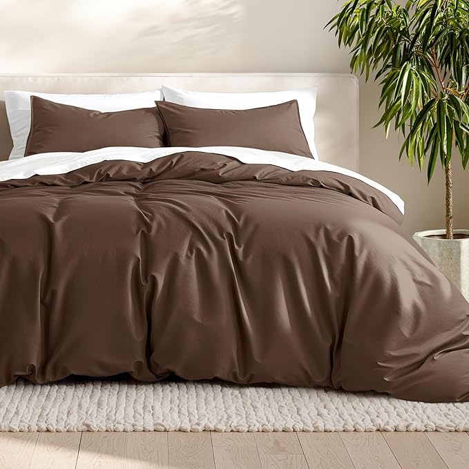 Bare Home Bedding Duvet Cover Extra Long Size - Premium 1800 Super Soft Collection - Lightweight, Cooling - Soft Breathable Bedding Duvet Cover (Twin/Twin XL, Cocoa)