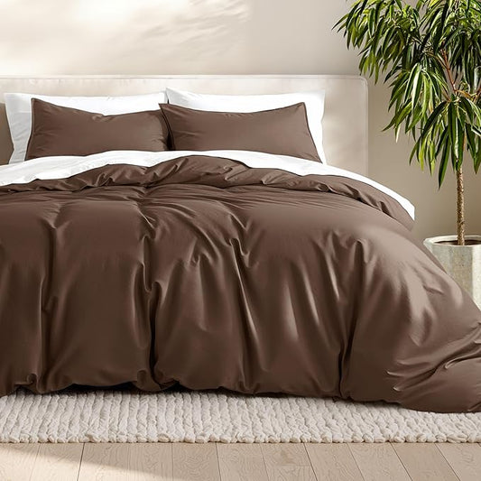 Bare Home Bedding Duvet Cover Queen Size - Premium 1800 Super Soft Collection - Lightweight, Cooling - Soft Breathable Bedding Duvet Cover (Queen, Cocoa)