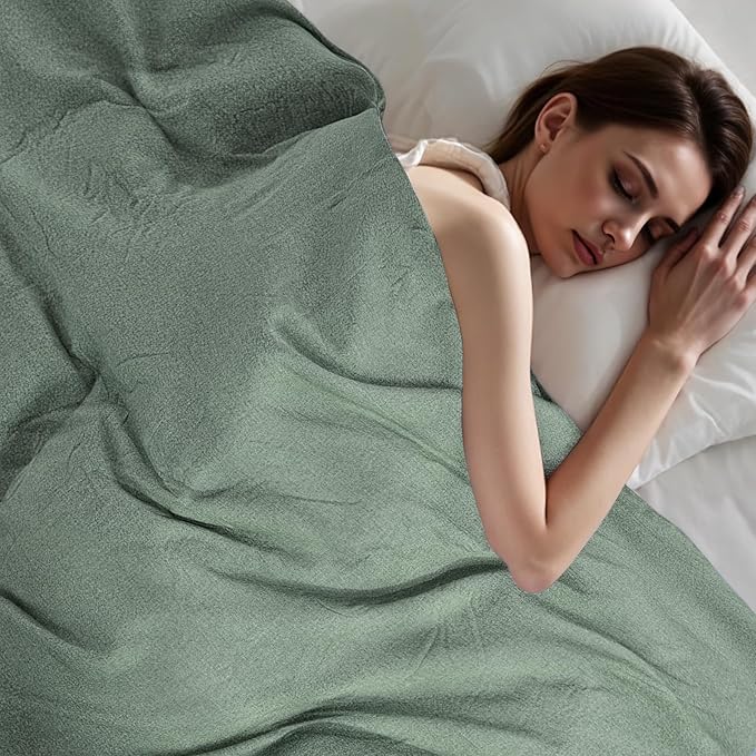 NEXHOME PRO Duvet Cover Twin 100% Washed Cotton, Organic Natural Linen Like Textured, Breathable, Durable, Home Bedding Set, Heathered Green 6890