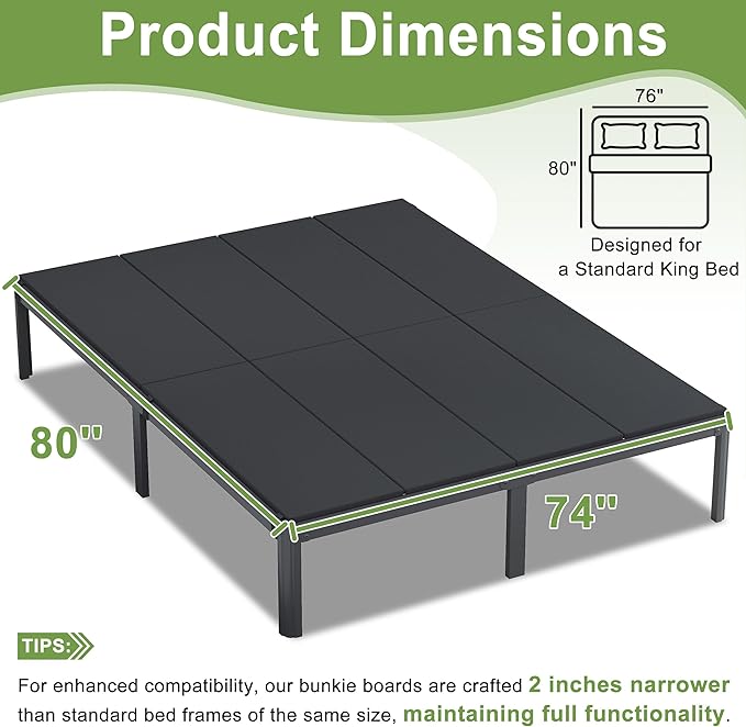 Yicensen Bunkie Board King, High Density King Size Bunkie Board, Bed Support, Moisture-Resistant, Anti-Slip, Breathable