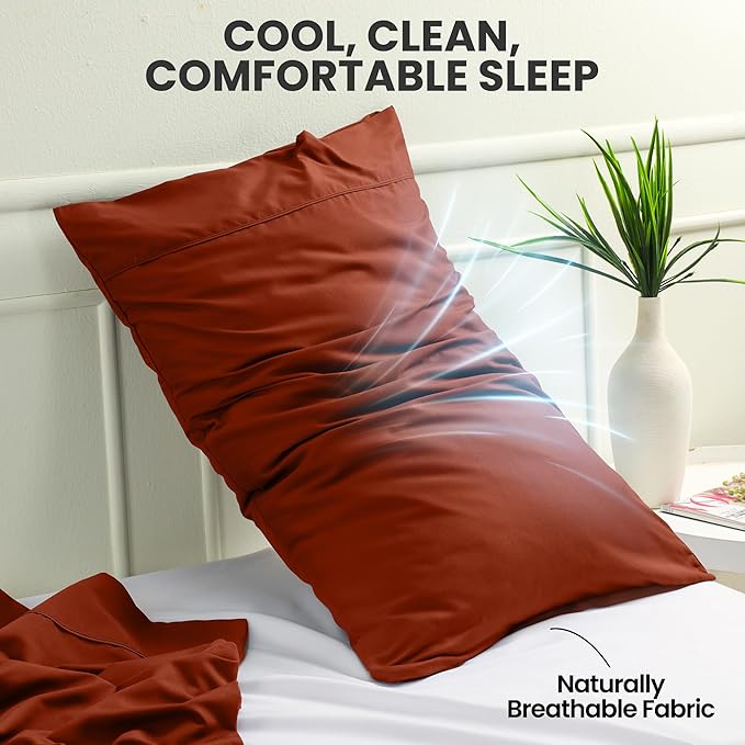 Utopia Bedding Queen Pillow Cases - 2 Pack - Envelope Closure - Soft Brushed Microfiber Fabric - Shrinkage and Fade Resistant Pillow Covers Queen Size 20 X 30 Inches (Queen, Orange)