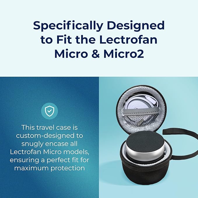 Adaptive Sound Technologies LectroFan Micro2 - Sound Machine for Sleep - Built-in Microphone - Noise-Masking - Precision Volume Settings - Sleek Design - Black Noise Machine, Black Carrying Case