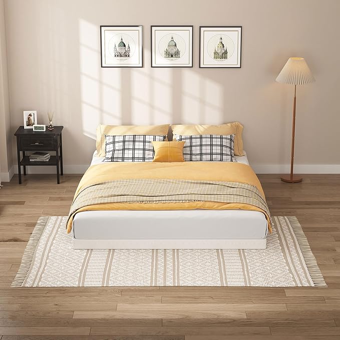 SHOANED Full Size Box Springs - 3 Inch Low Profile Mattress Foundation No Noise Heavy Duty Metal Basics Bed Base with Clean Fabric Cover, Easy Assembly