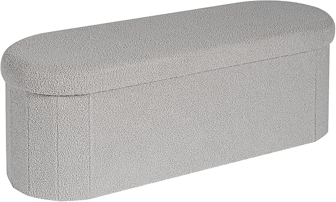 PINPLUS Storage Ottoman Bench Tufted Folding Ottomans Bench Foot Rest, Chest Box Velvet Bench with Storage, 43"x15"x15" (Grey)