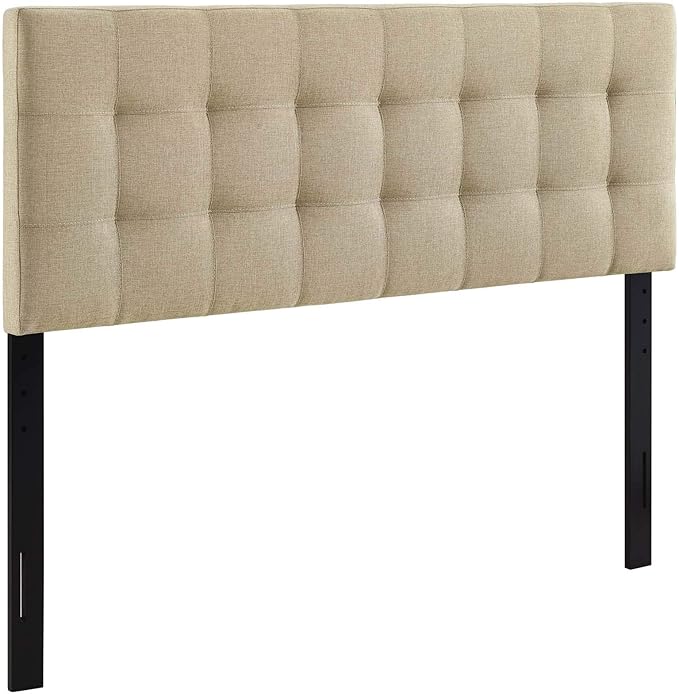 Modway Lily Tufted Linen Fabric Upholstered King Headboard in Beige