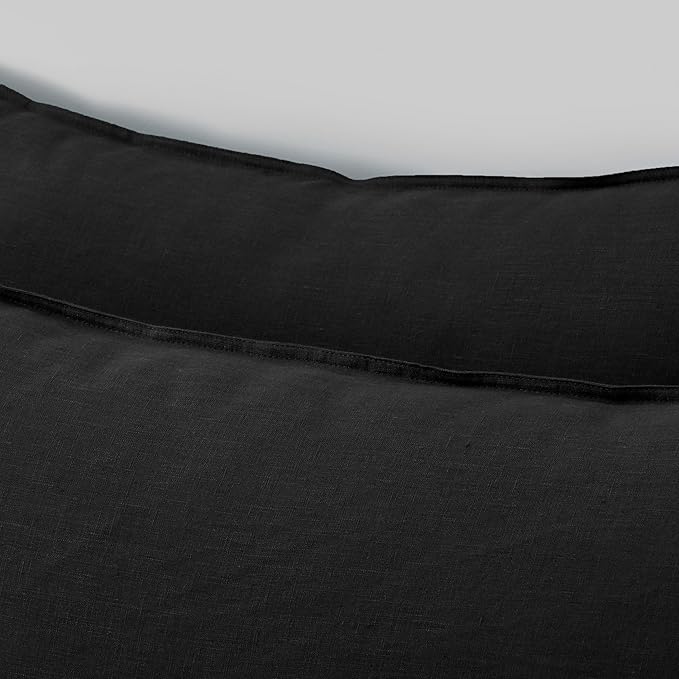 CHUFFED Linen Pillowcases 2 Pack 100% Linen Standard Pillow Cases, Breathable and Cooling Washed Pillowshams with Zipper Closure, 20x30 Inches,Black