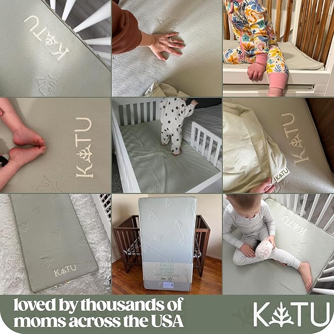 KATU 100% Organic Latex+Coconut 2-Stage Crib Mattress for Infant/Newborn/Toddler Safe Non-Toxic Hypoallergenic Breathable GOTS GOLS w
