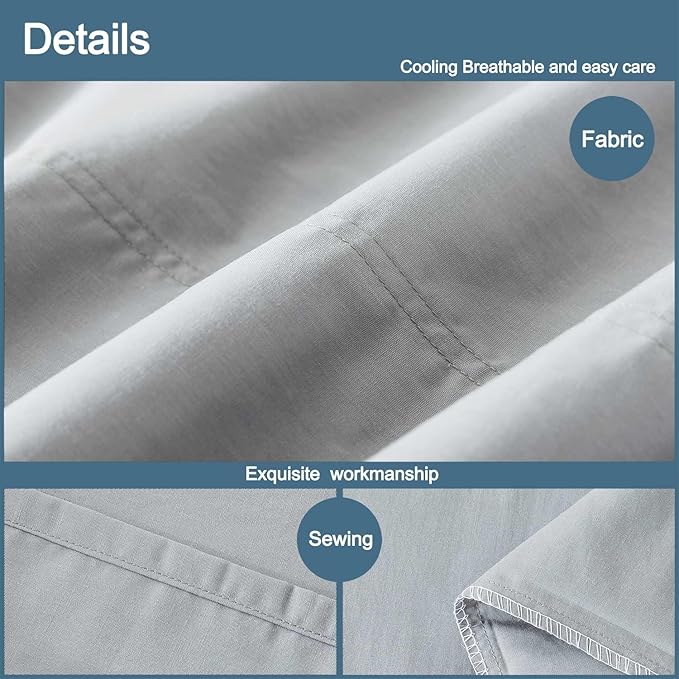 WhatsBedding Body Pillow Cover Cotton Fabric, Long Pillowcase Breathable & Skin-Friendly, Envelope Closure - Light Gray (20x54 inch)