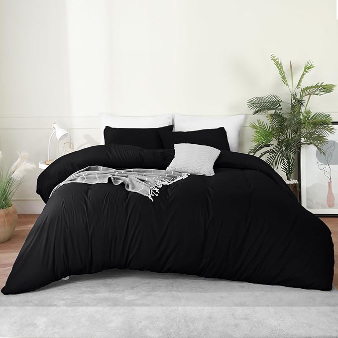 Utopia Bedding Duvet Cover Set with Pillowcases - 3 Pieces Bedding Duvet Cover with Zipper Closure - 1 Duvet Cover with 2 Pillowcases - Soft Brushed Microfiber(King, Black)